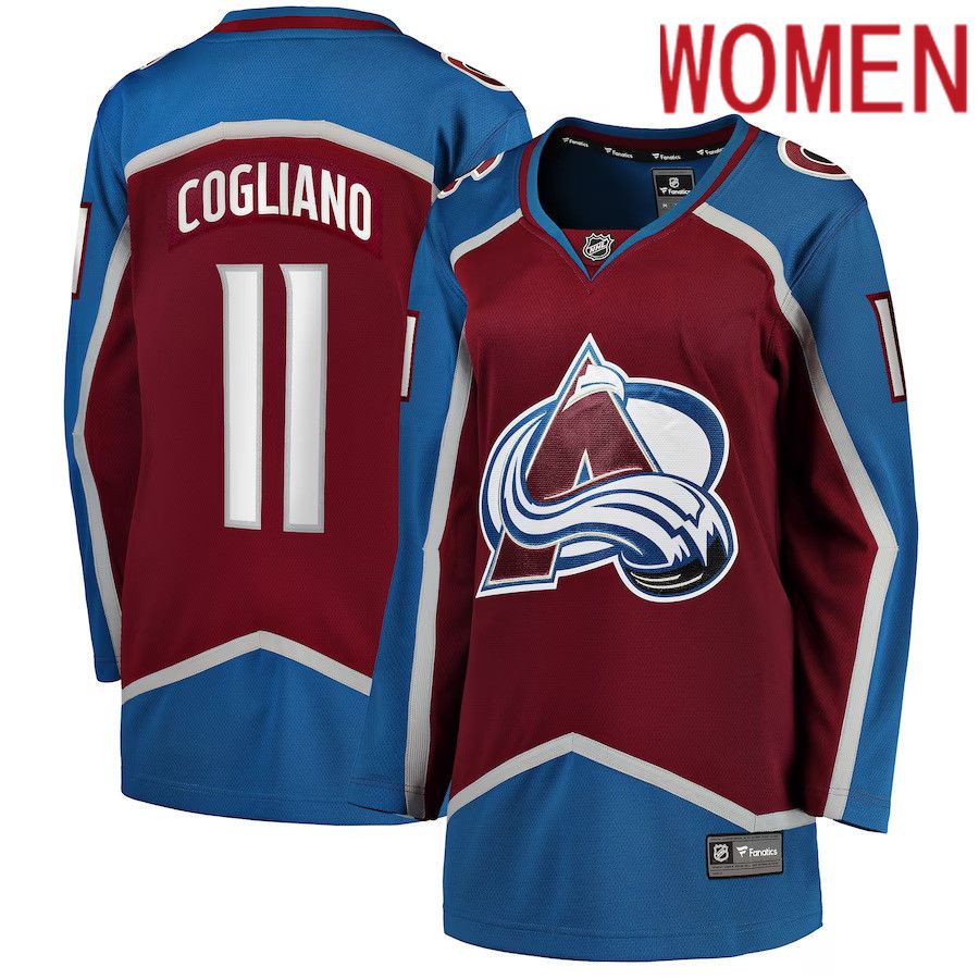 Women Colorado Avalanche 11 Andrew Cogliano Fanatics Branded Burgundy Home Breakaway Player NHL Jersey